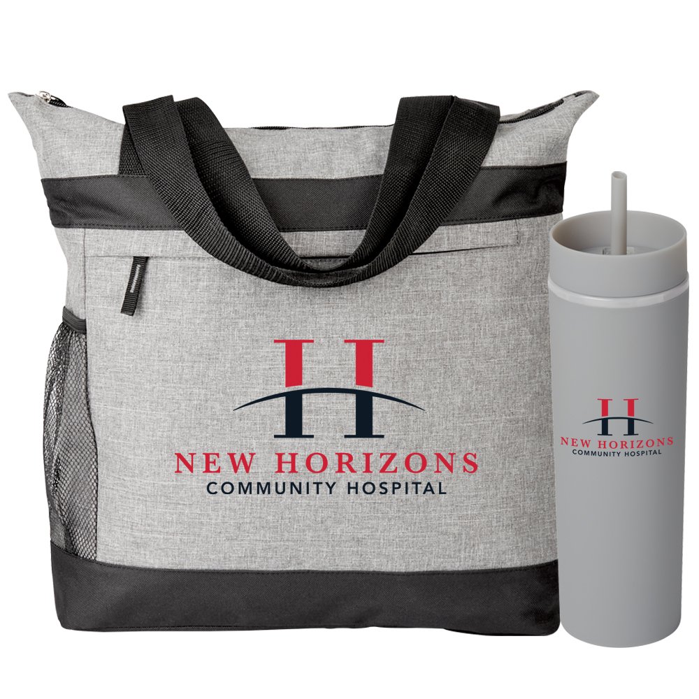 Gray Dylan Tote Bag & Canyon 2-in-1 Tumbler Gift Set - Personalization Available