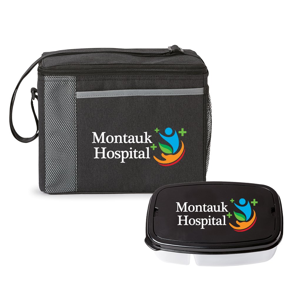 Black Lunch/Cooler Bag & Black Food Container Gift Set - Personalization Available