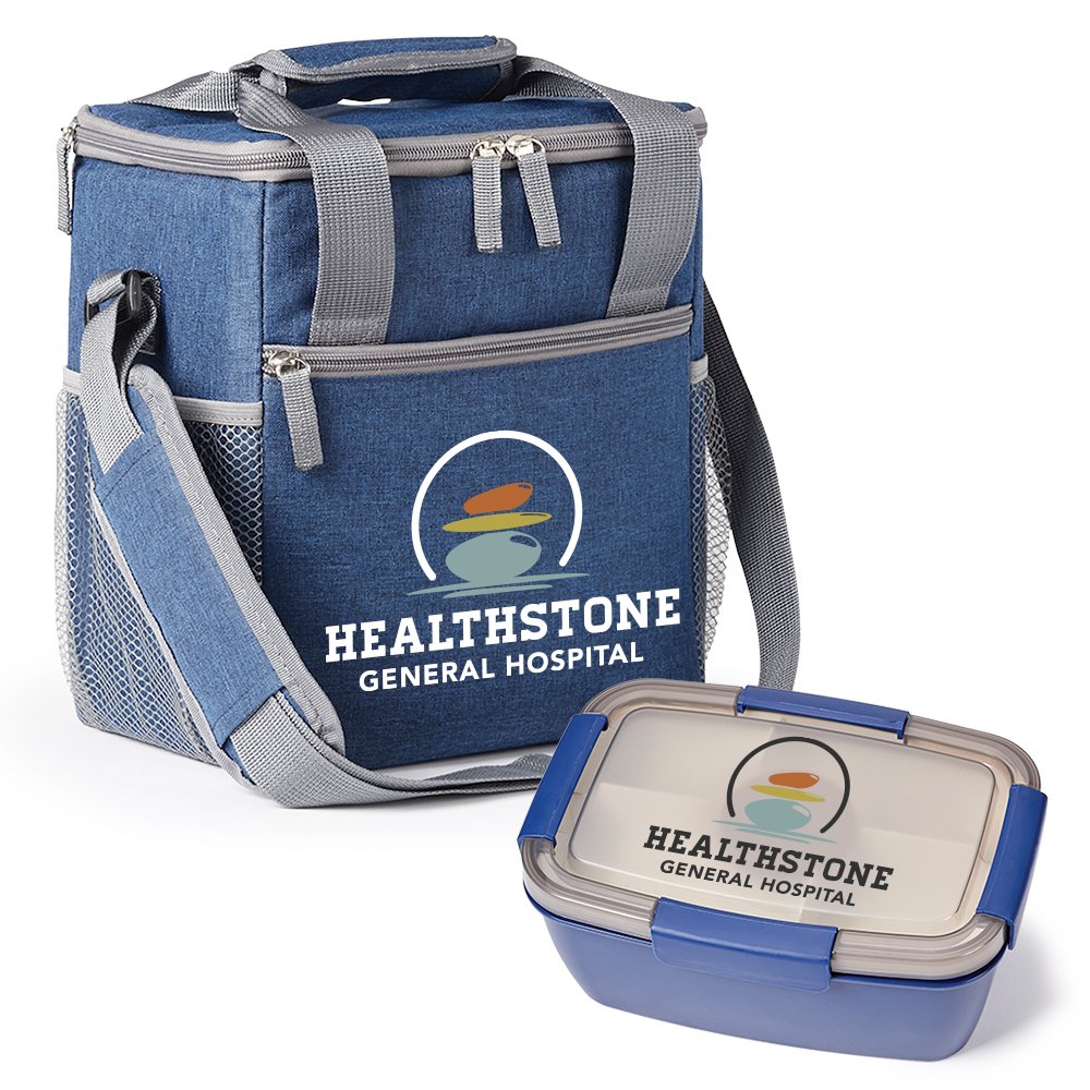 Blue Lunch/Cooler Bag & Food Container Gift Set - Personalization Available