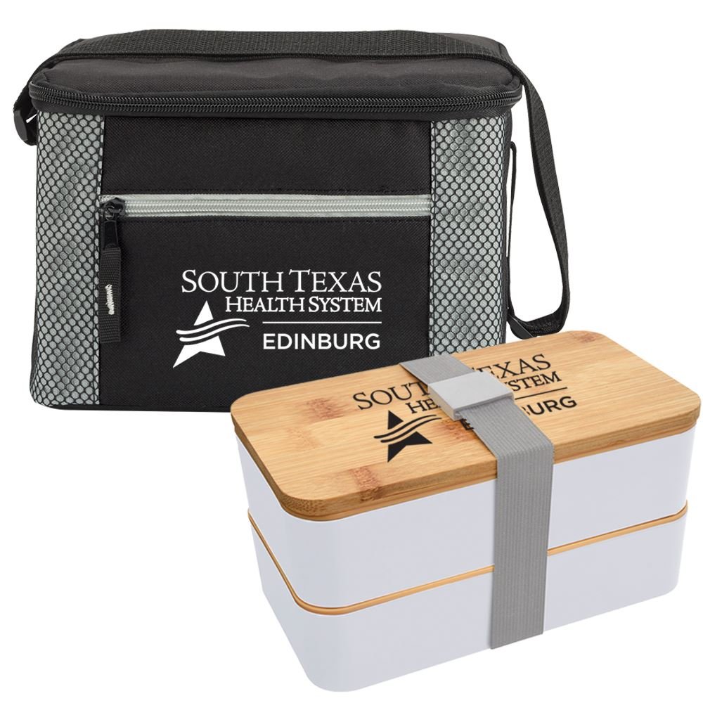Atlantic Lunch/Cooler Bag & 2-Tier White Bento Box Gift Set - Personalization Available