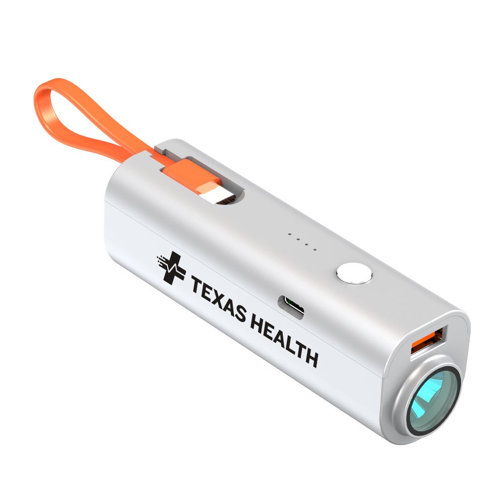 Compact Flashlight Power Bank 5,000 mAh - One-Color Personalization Available