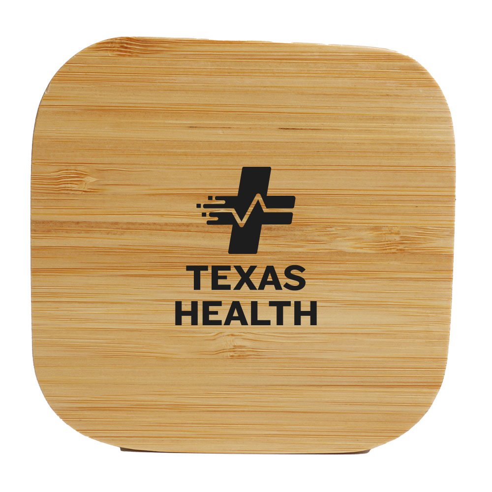 Square Eco-Friendly Bamboo Wireless Charging Pad - One-Color Personalization Available