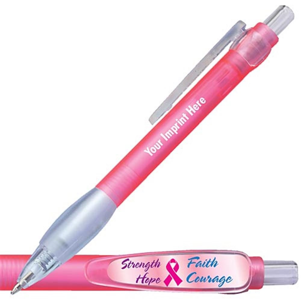 Strength / Hope / Faith / Courage Pink Paddle Clip Pen - Personalization Available