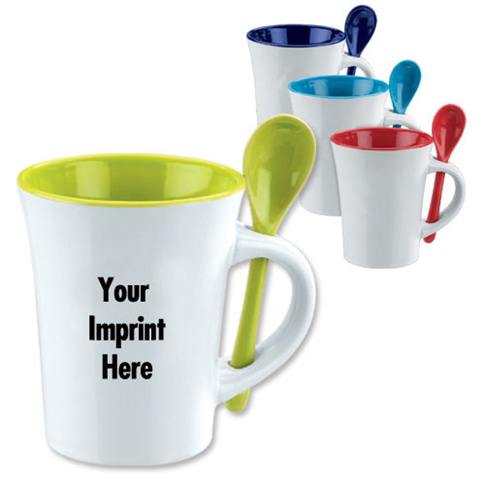 Spooner Mug With Matching Spoon 10-oz. - Personalization Available