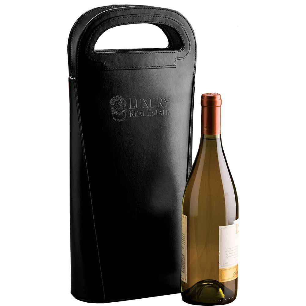 Double Bottle Leather Wine Carrier - Personalization Available