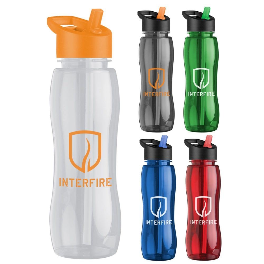Poly-Pure Water Bottle 25 oz. With Flip Straw Lid - One-Color Personalization Available
