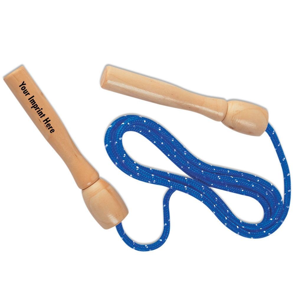 Blue & Red Jump Rope With Wood Handles | Positive Promotions
