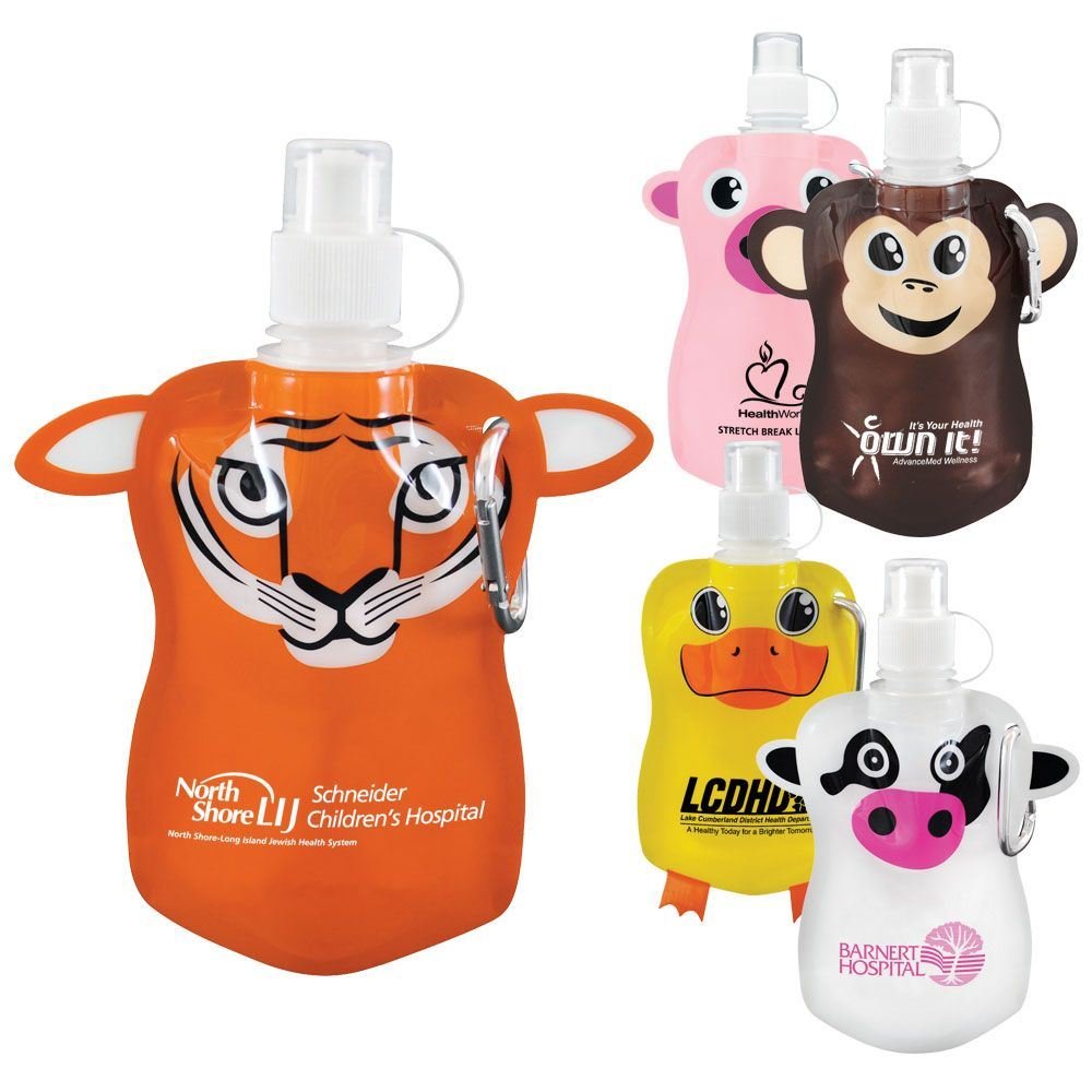 "PAWS"itive Pals Flat Water Bottle 12-oz. - Personalization Available