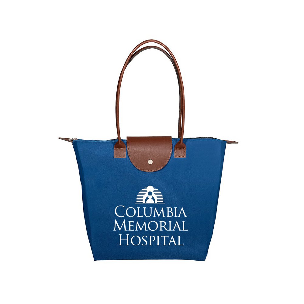 Foldable Tote with Faux Leather Straps & Snaps - Personalization Available