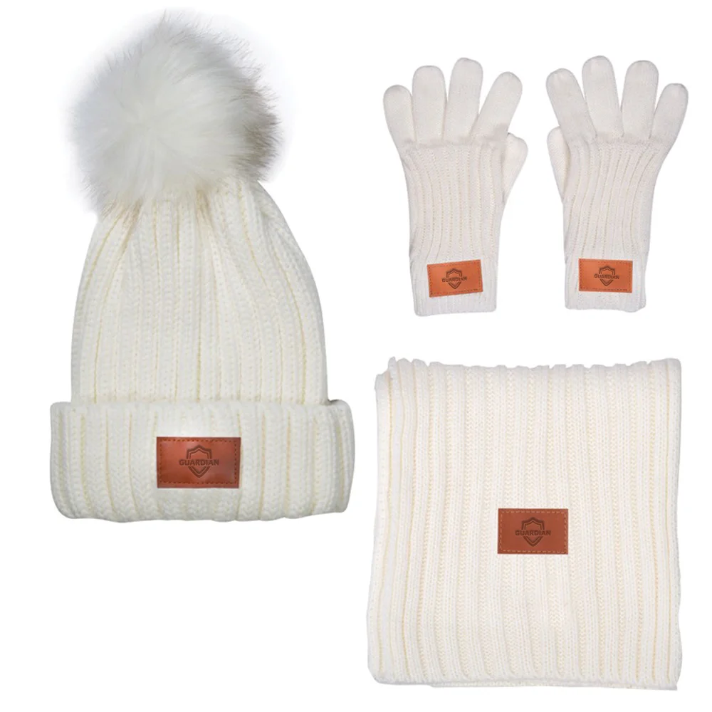 Leeman 3-Piece Beanie Scarf and Gloves Rib Knit Winter Set Leeman 3-Piece Beanie Scarf and Gloves Rib Knit Winter Set