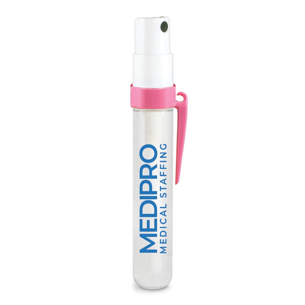Pen Shaped Hand Sanitizer Spray with Pink Clip - Personalization Available