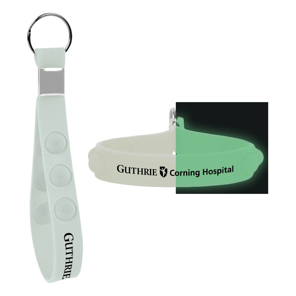 Glow-in-the-Dark Pop Bubble Wrist Strap Key Holder - Personalization Available