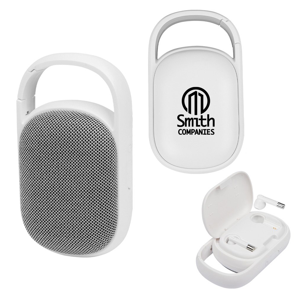 Bluetooth® Earbuds & Clip Speaker/Charging Case - Personalization Available