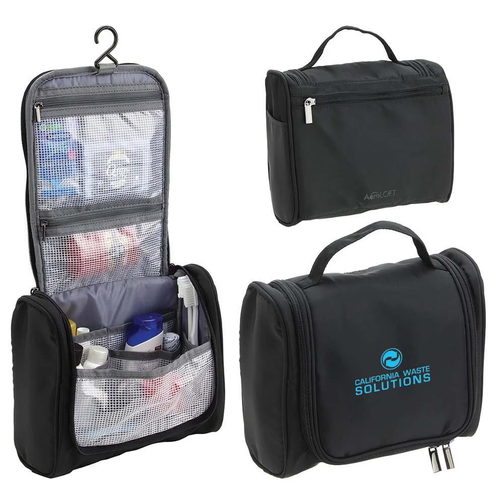 Jet Black Hanging Toiletry Bag - Personalization Available | Positive Promotions Jet Black Hanging Toiletry Bag - Personalization Available | Positive Promotions