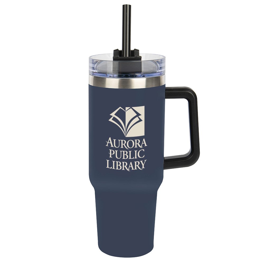 Mega Stainless-Steel Tumbler 40 oz. With Straw - One-Color Personalization Available