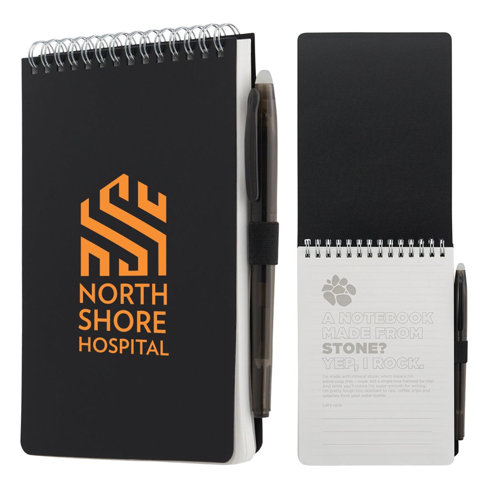 Stone Recycled Reporter Notepad with rPET Pen - Personalization ...