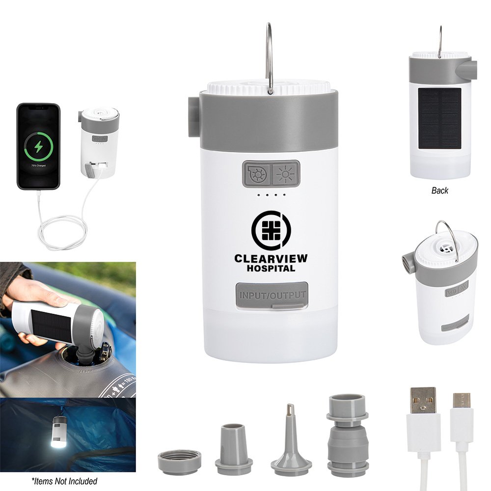 SolarPowered 3in1 Air Pump/Light/Charger Personalization Available