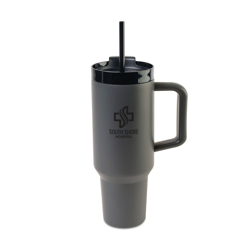 Andre Stainless-Steel Tumbler 30 oz. With Handle & Straw - Laser-Engraved Personalization Available