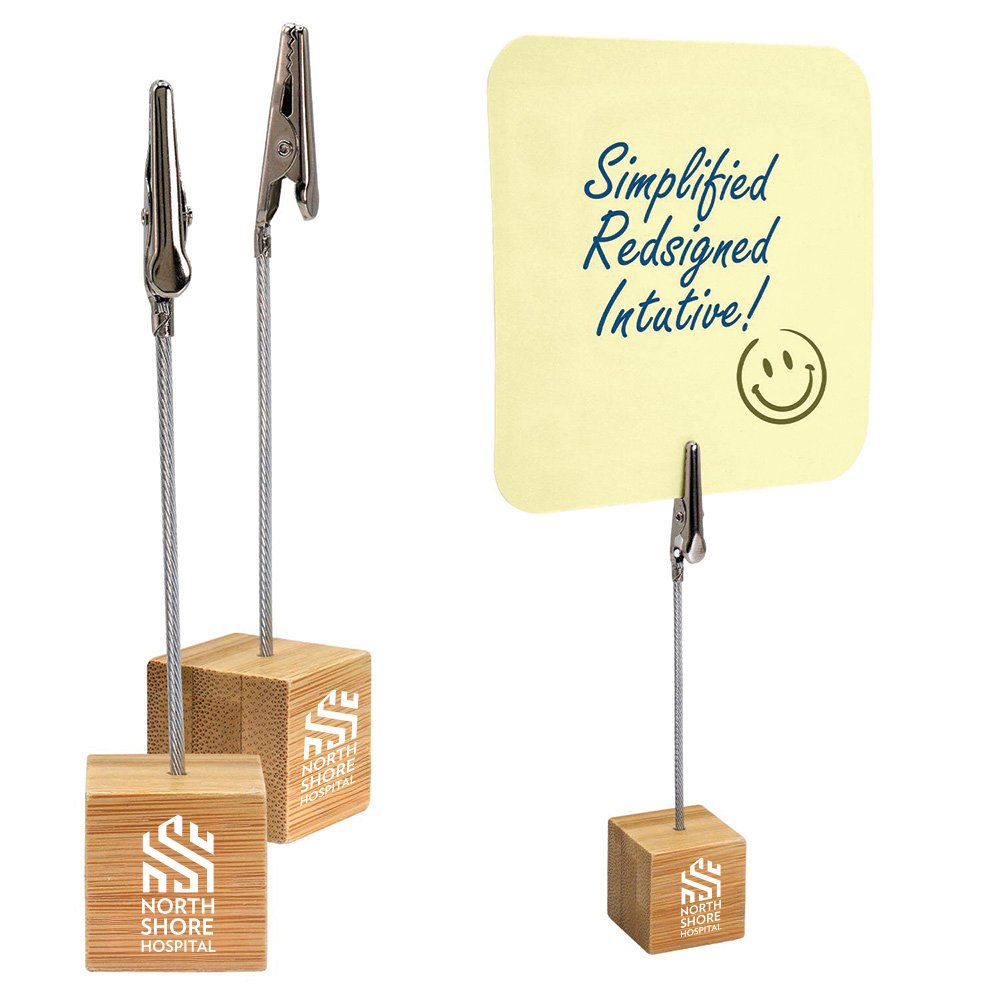 Bamboo Note Clip Stand - One-Color Personalization Available | Positive ...