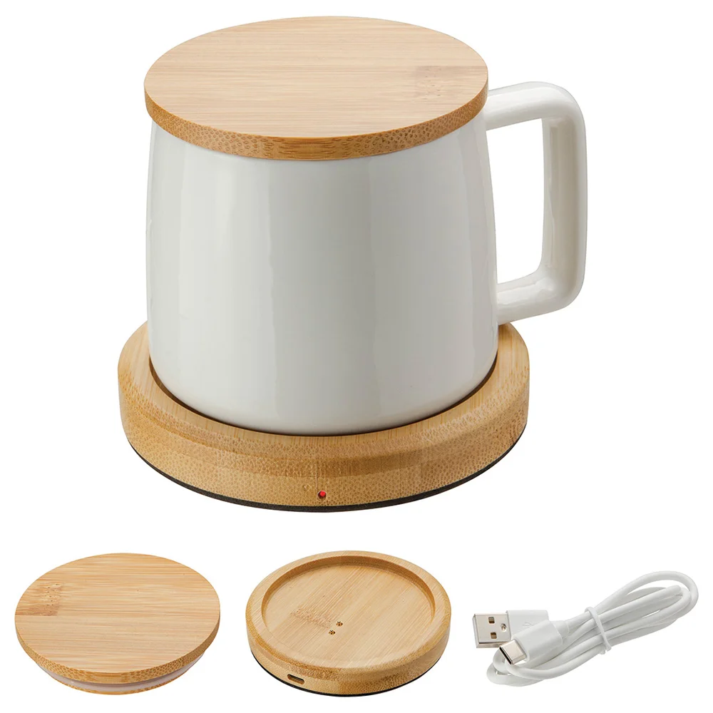 Waterproof Bamboo Mug Warmer Coaster With Mug 8 oz. - One-Color Waterproof Bamboo Mug Warmer Coaster With Mug 8 oz. - One-Color