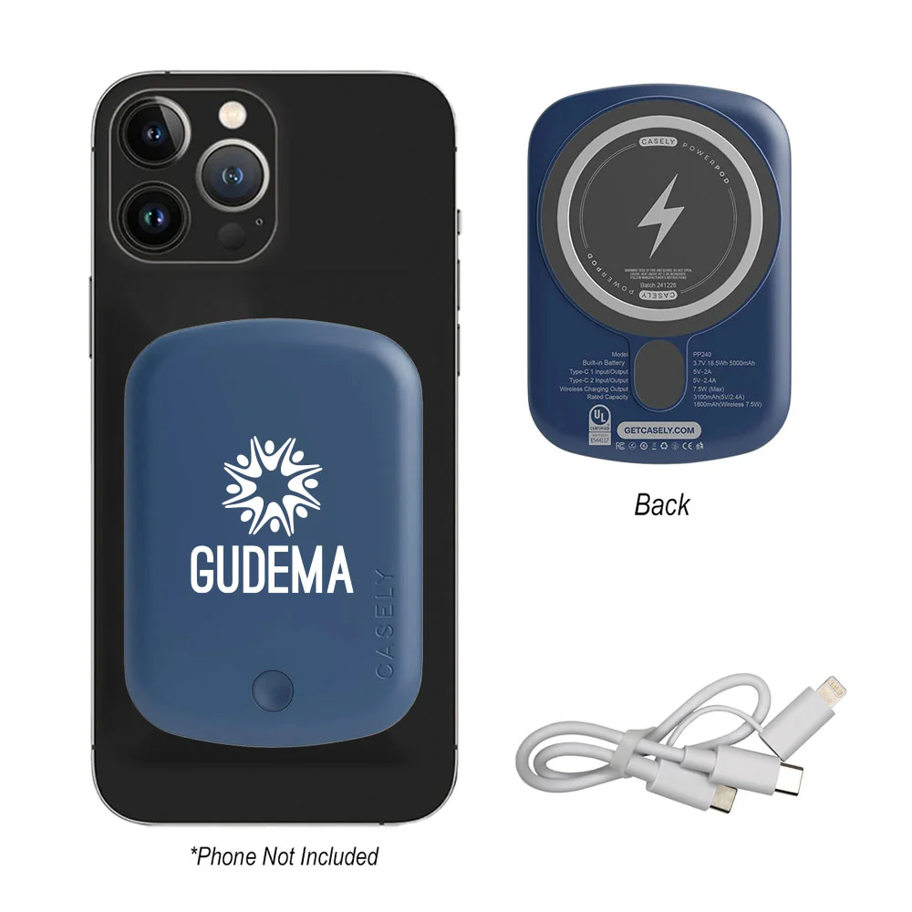 Casely MagSafe Power Pod Wireless Charging Power Bank 5,000 mAh - One-Color Personalization Available | Positive Promotions Casely MagSafe Power Pod Wireless Charging Power Bank 5,000 mAh - One-Color Personalization Available | Positive Promotions