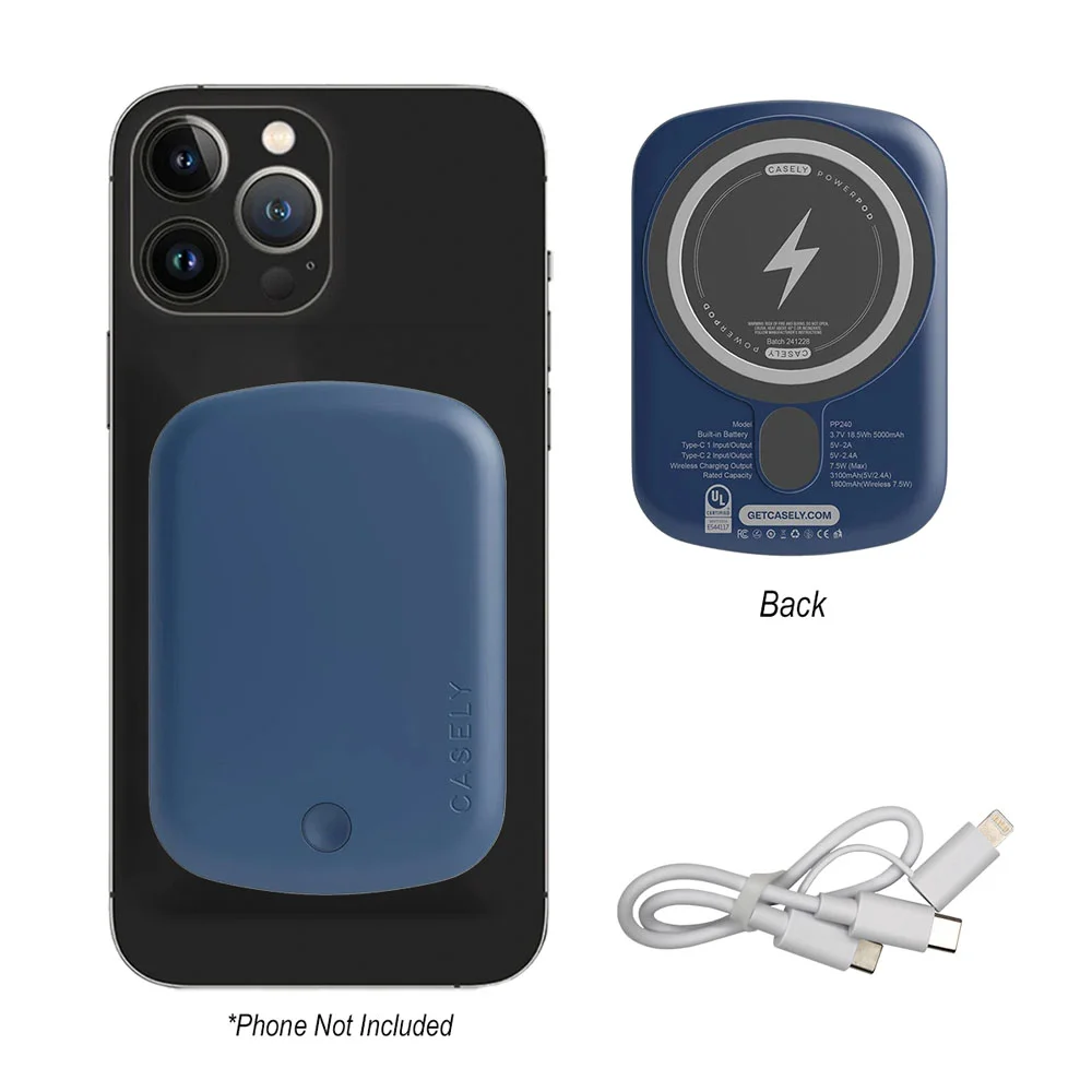 Casely MagSafe Power Pod Wireless Charging Power Bank 5,000 mAh - One-Color Personalization Available | Positive Promotions Casely MagSafe Power Pod Wireless Charging Power Bank 5,000 mAh - One-Color Personalization Available | Positive Promotions
