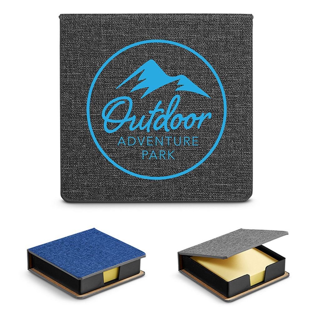 Refillable Heathered Sticky Memo Pad Box - Personalization Available