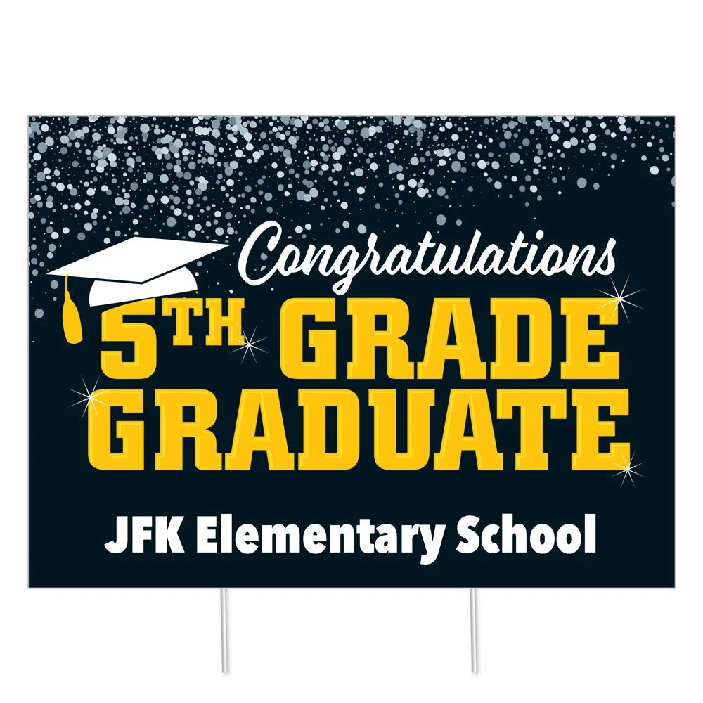 Congratulations, 5th Grade Graduate 24" x 18" Yard Sign With Stand (Black Background) - Personalization Available | Positive Promotions Congratulations, 5th Grade Graduate 24" x 18" Yard Sign With Stand (Black Background) - Personalization Available | Positive Promotions