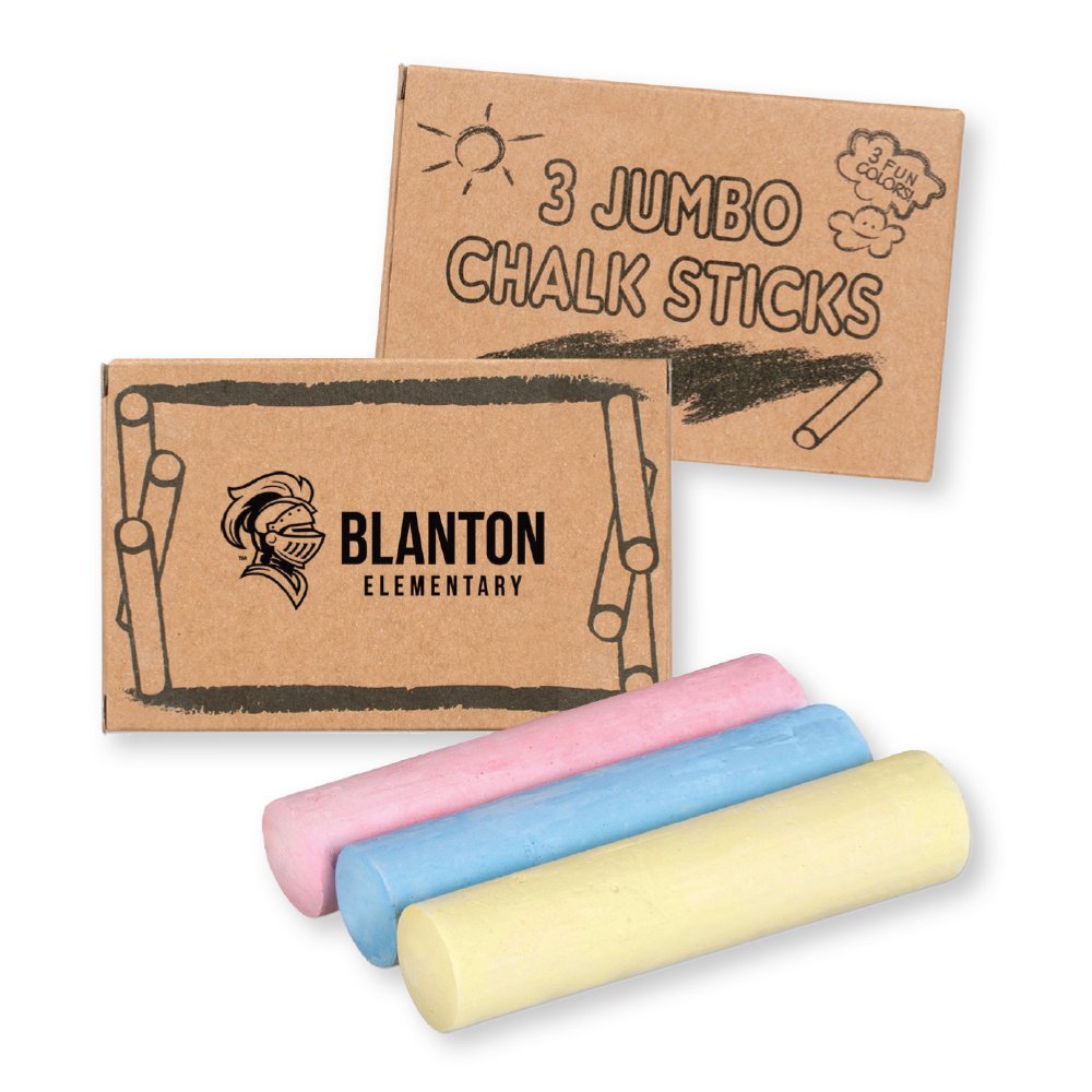 Multiple Pack Chalk 3-Pack Jumbo Chalk in Craft Box - One-Color Personalization Available ...