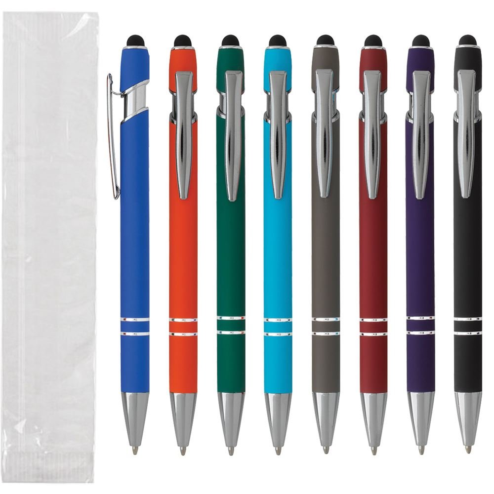 Coronado Soft-Touch Stylus Metal Pen - Single Use - Individually Wrapped