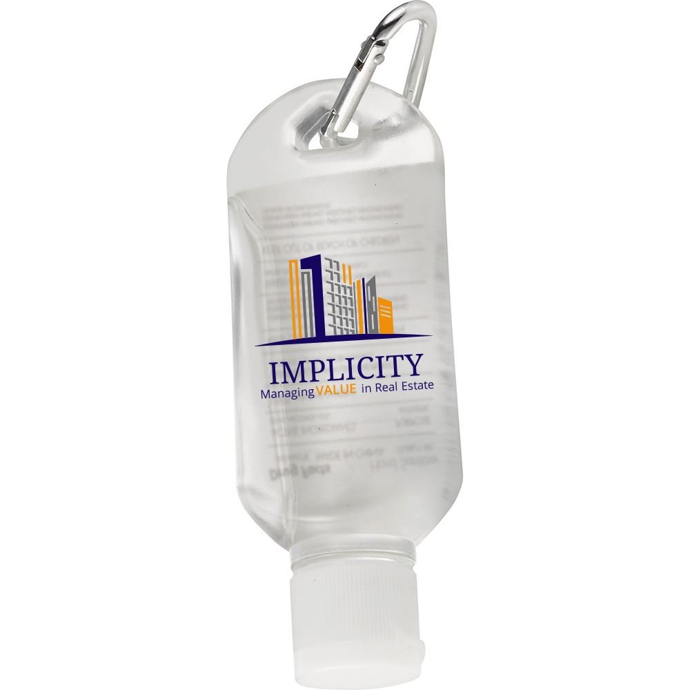 1.8-Oz �Hand Sanitizer with Clip on Carabiner- Full Color - Personalization Available
