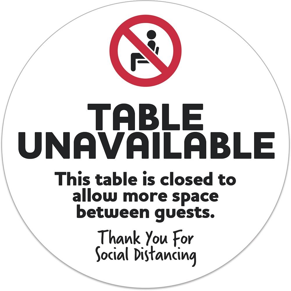 Table Unavailable Seat Sign