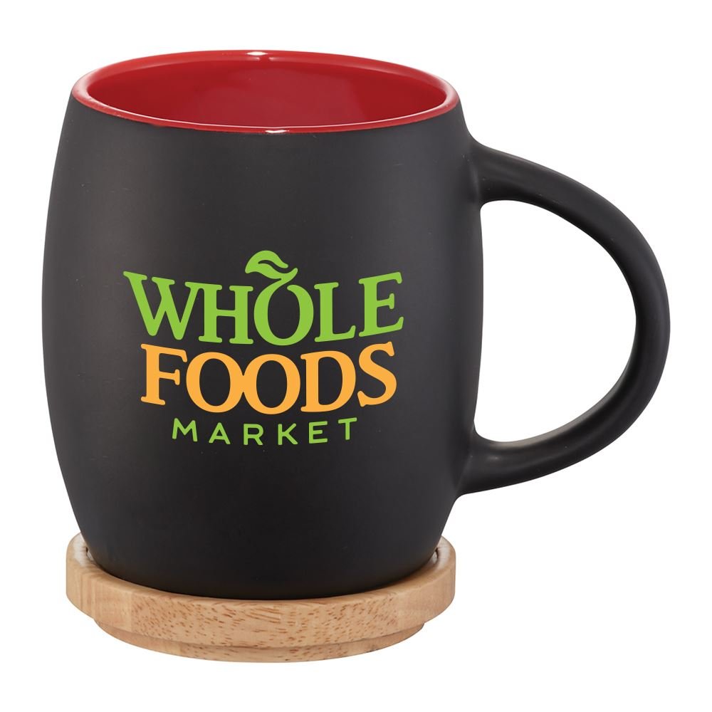 Hearth Ceramic Mug with Wood Lid/Coaster 15-Oz. - Full-Color Personalization Available
