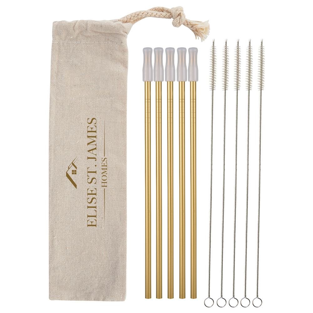 5-Park Park Avenue Stainless Straw Kit with Cotton Pouch - Personalization Available