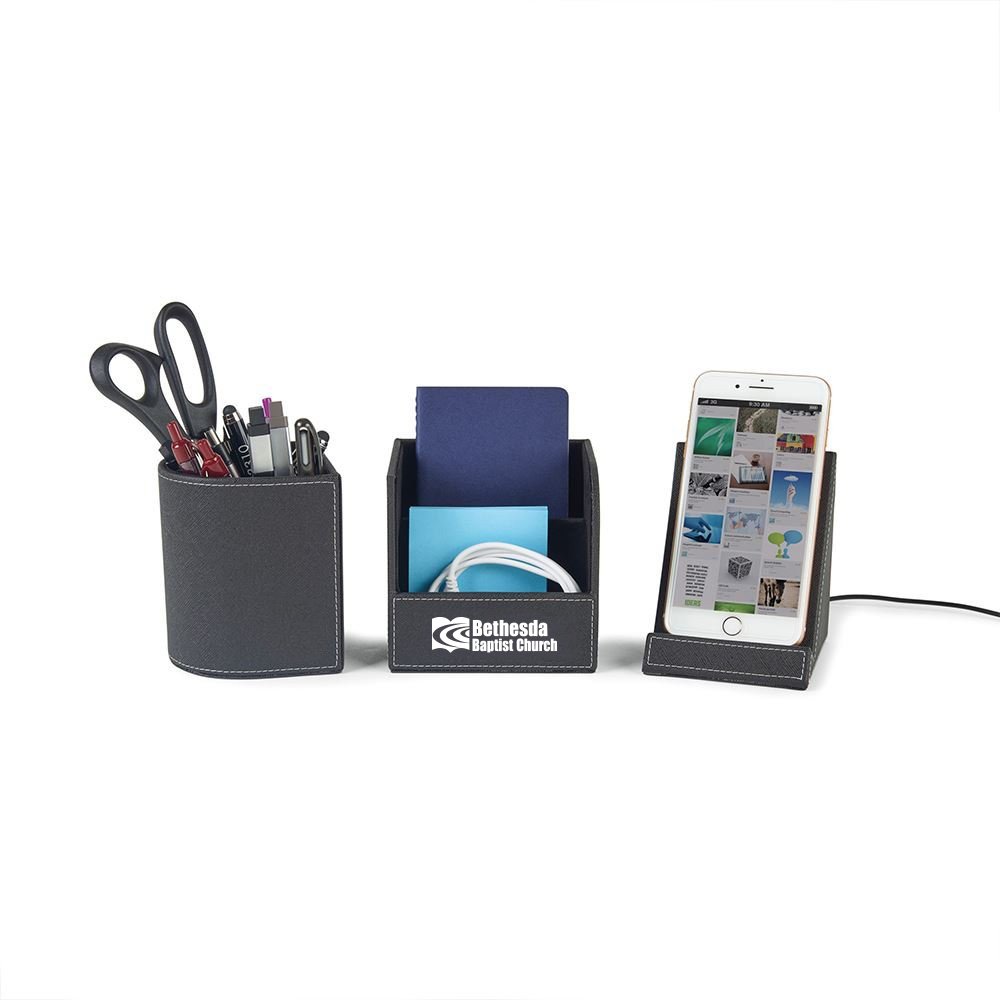 Truman Wireless Charging Desk Organizer - Personalization Available