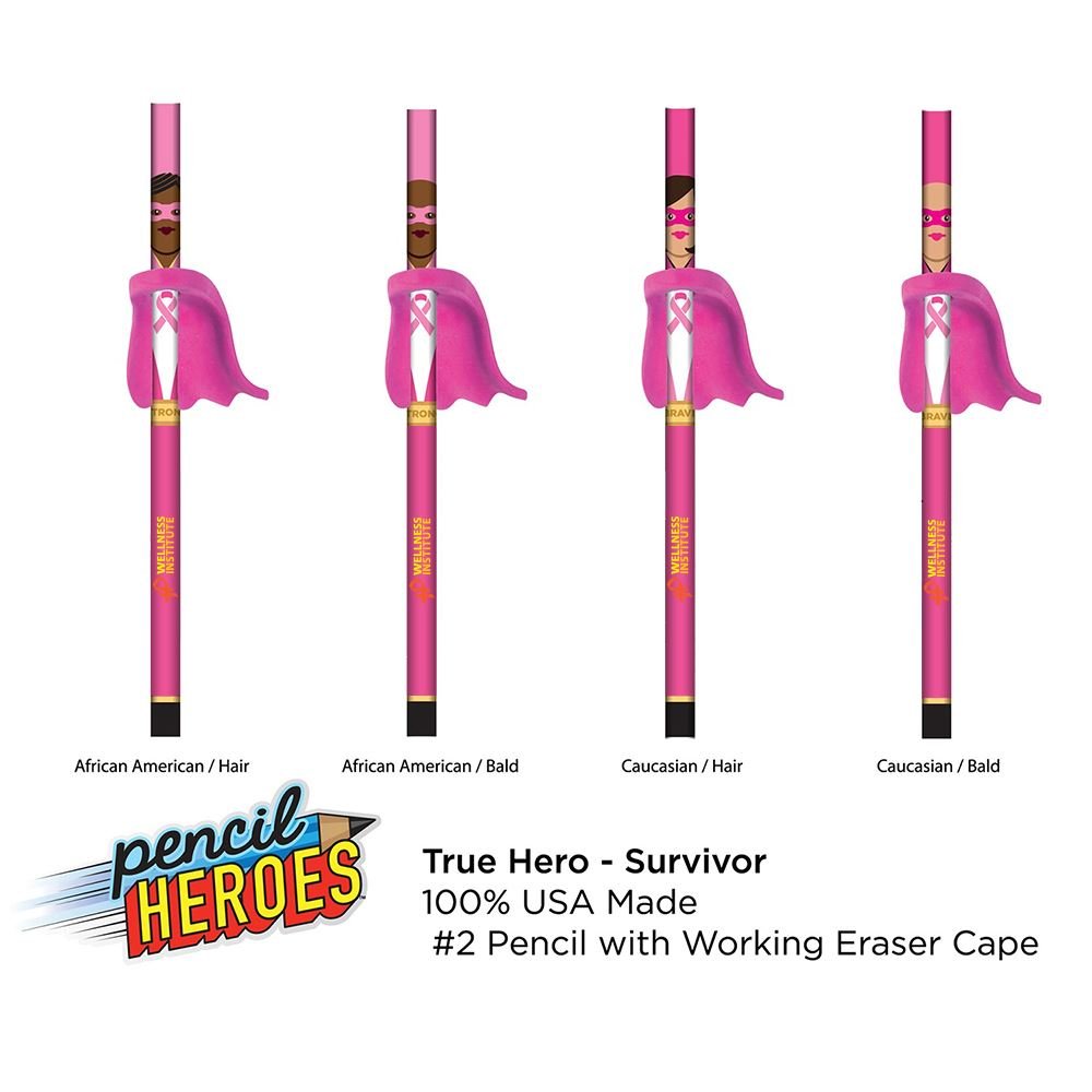 Breast Cancer Survivor Pencil With Cape Eraser - Personalization Available