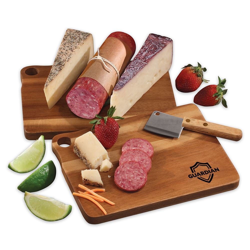 Gold Medal Cheeses with Acacia Charcuterie Serving Board - Personalization Available