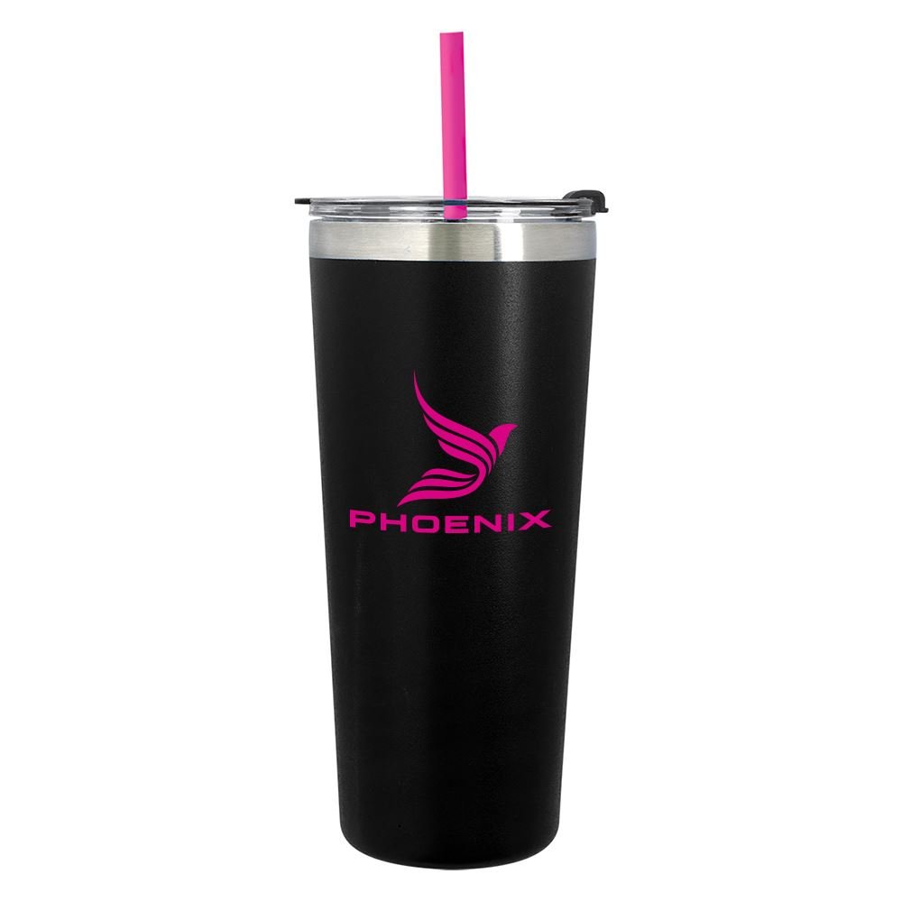 Alma Tumbler With Pink Straw-24 Oz - Personalization Available