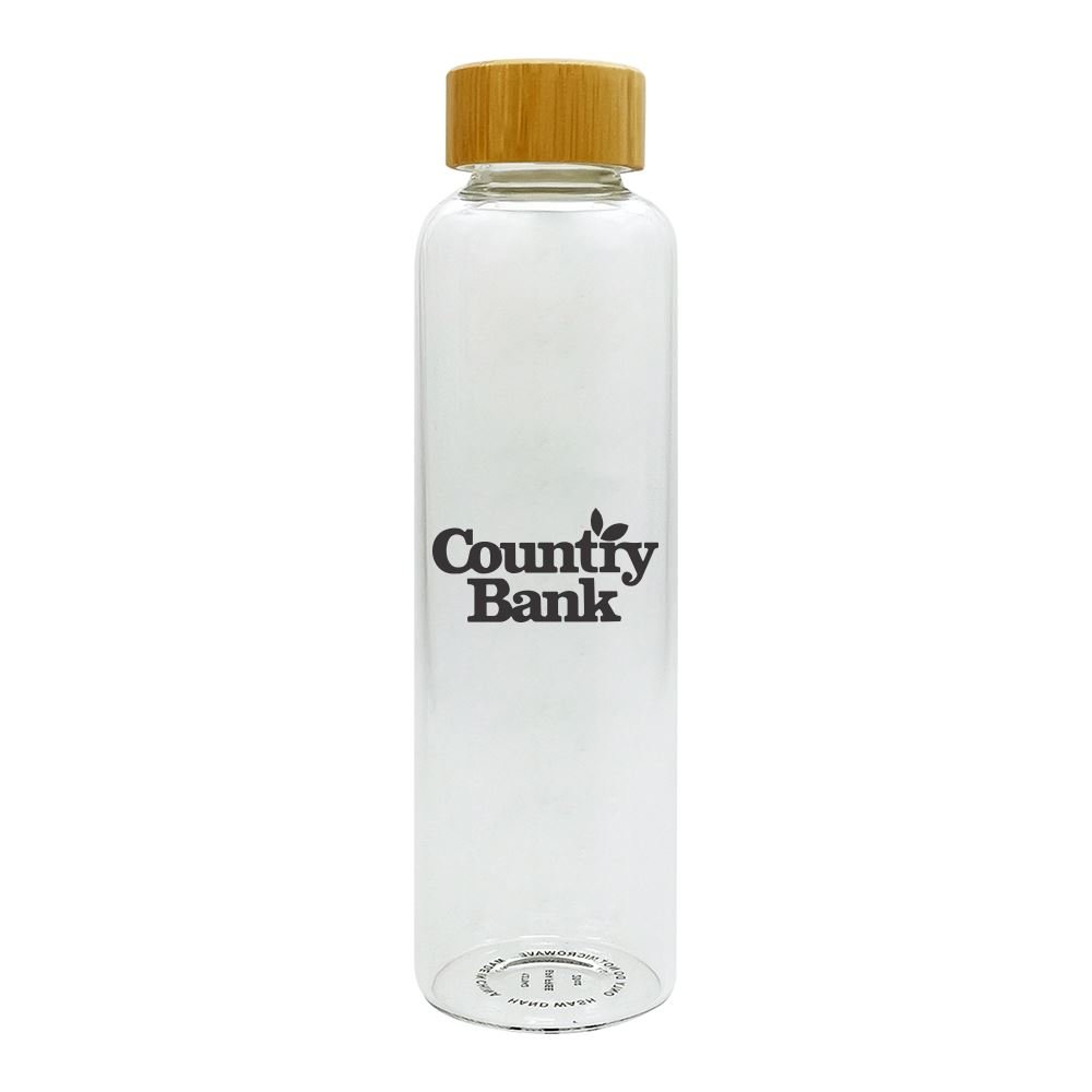 Glass Bottle With Bamboo Lid 20-Oz. - Personalization Available