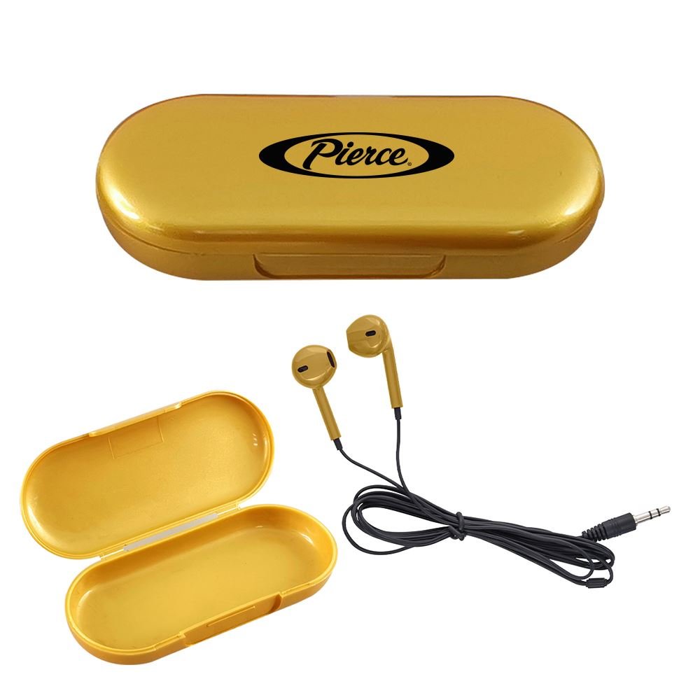 Metallic Earbuds With Case - Personalization Available