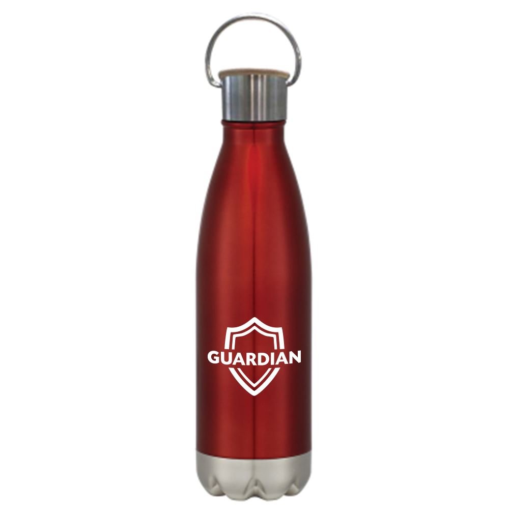 Curve Stainless Steel Bottle with Bamboo Lid -16 Oz - Personalization Available