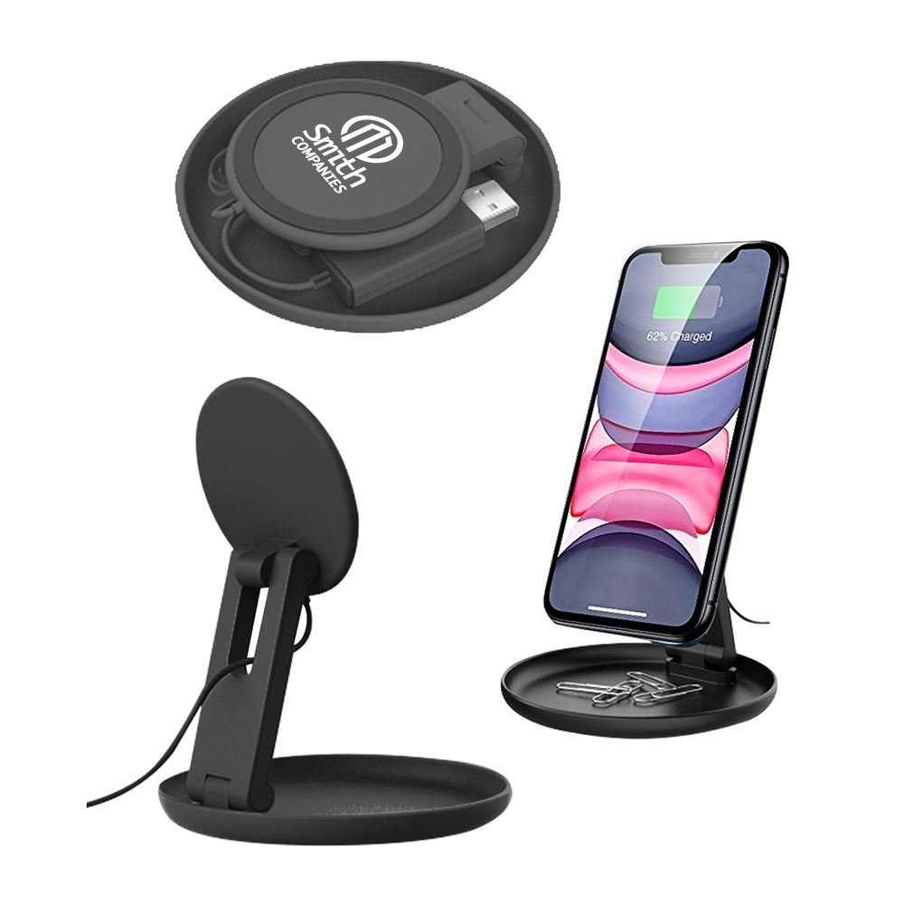 Dekstop Wireless Charger with Catchall tray/ Phone Stand - Personalization Available