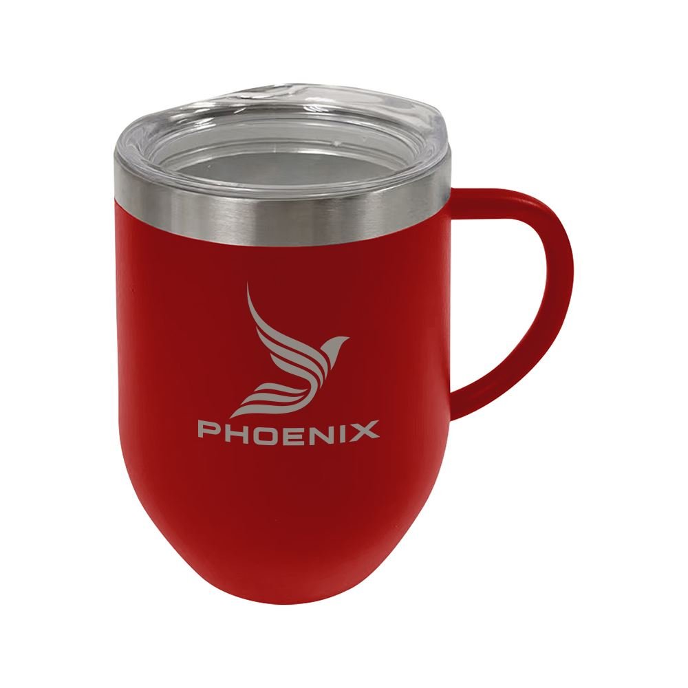 Powder Coated Stemless Wine Cup with Handle - 12 Oz. - Personalization Available