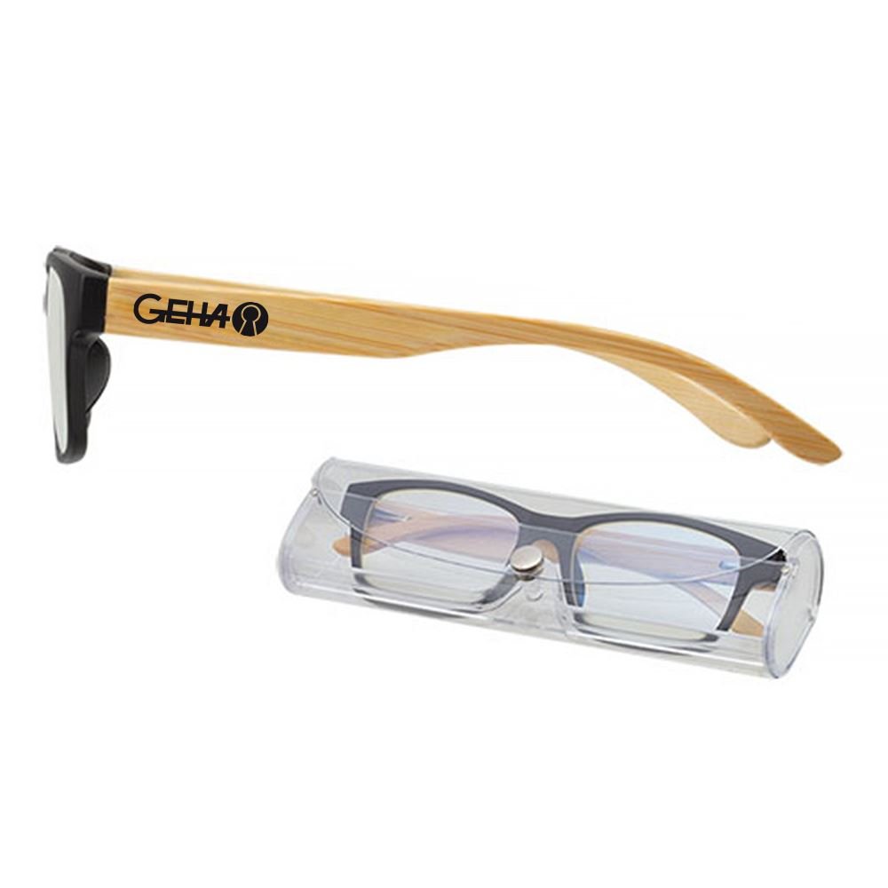 Blue Light Glasses With Bamboo Arms - Personalization Available