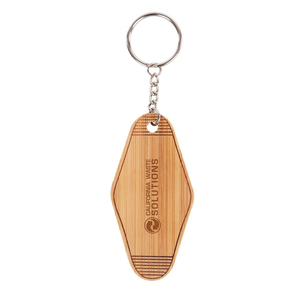 Bamboo Motel-Style Key Tag - Laser-Engraved Personalization Available