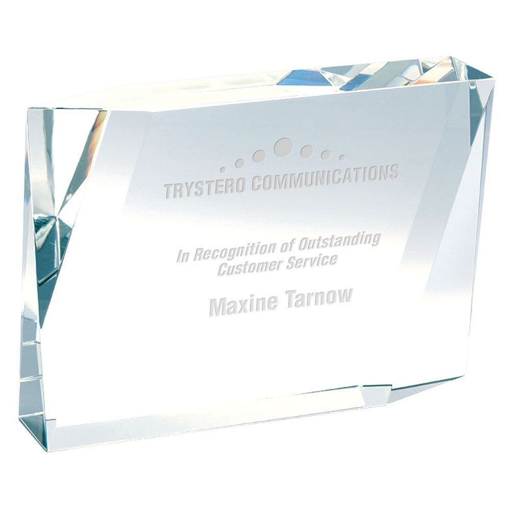 Beveled Rectangle Crystal Award - Personalization Available