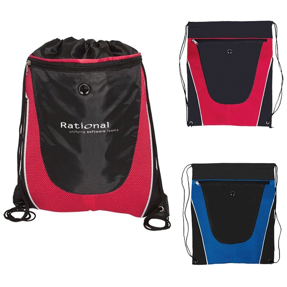 Tonal Mesh Drawstring Backpack - Personalization Available