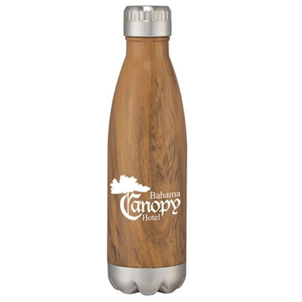 Stainless Steel Woodtone Curv Bottle 16-oz. - Personalization Available