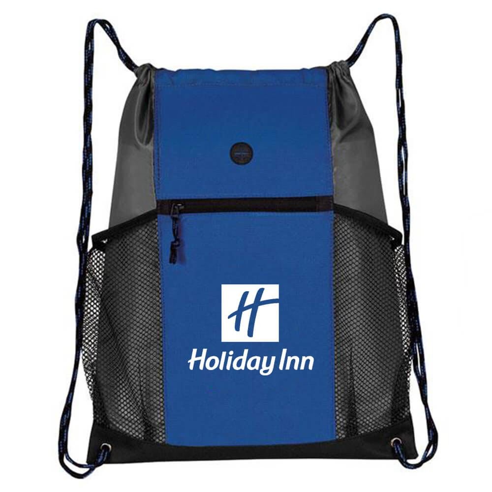 Two-Tone Multi-Pockets Drawstring Pack - Personalization Available