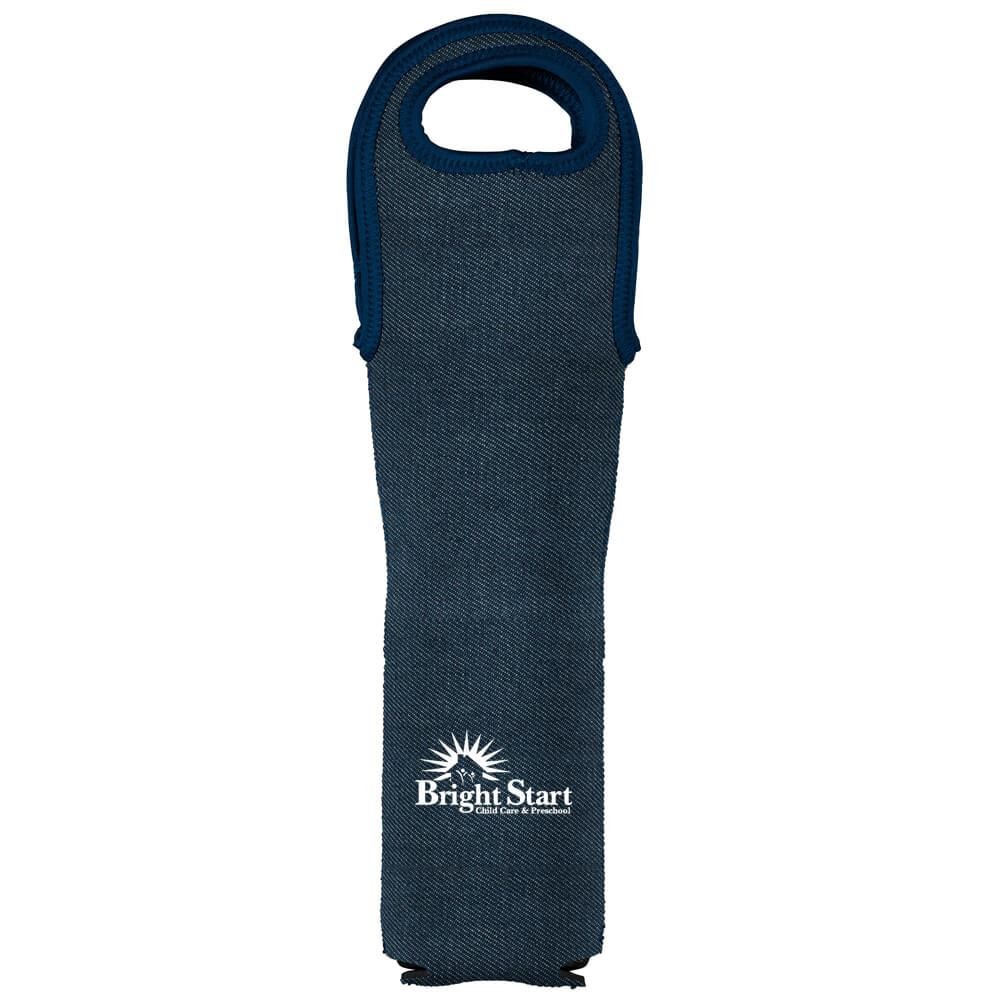 Denim Wine Tote - Personalization Available